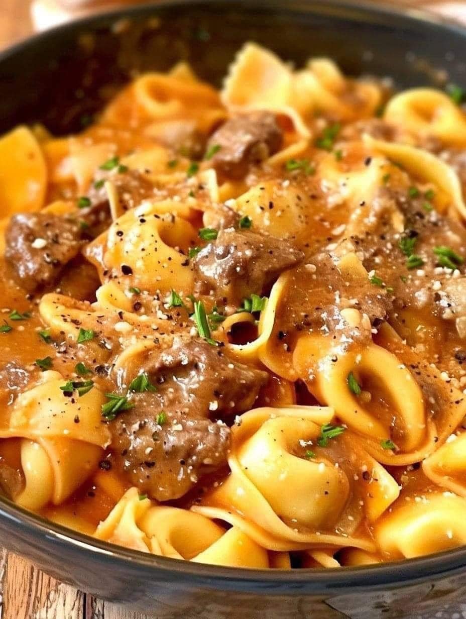 Philly Cheesesteak Tortellini Pasta Recipe 🧀🥩🥖 466969124_122147826050289517_6526409876892288601_n