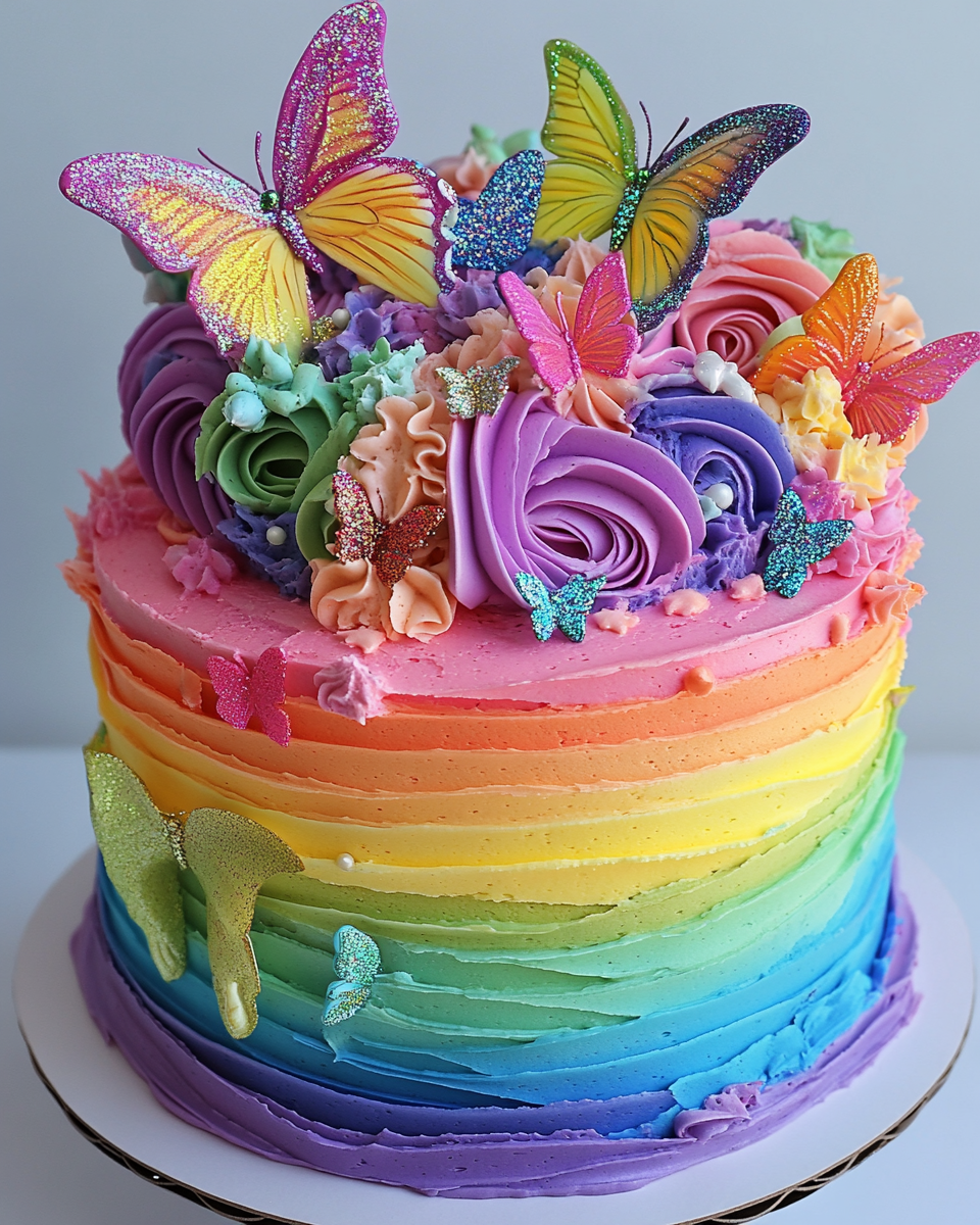 Butterfly Rainbow Extravaganza Cake 🎂🍰 docskantari_A_whimsical_Butterfly_Rainbow_Extravaganza_Cake_v_87e07015-b05d-4abe-a563-a474493f90b2_2