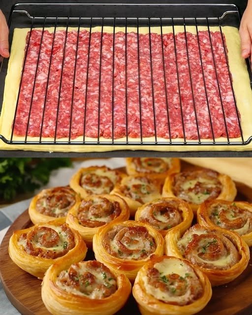 Minced Meat with Cheese Puff Pastry Pinwheels: A Flaky, Savory Delight 480921513_1212850444180006_1254378192447892919_n