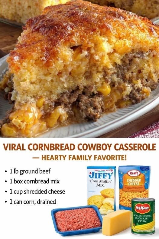 Viral Cornbread Cowboy Casserole – A Hearty Family Favorite! 🌽🥩🧀 611270705_122289137372024401_9017496032994358139_n